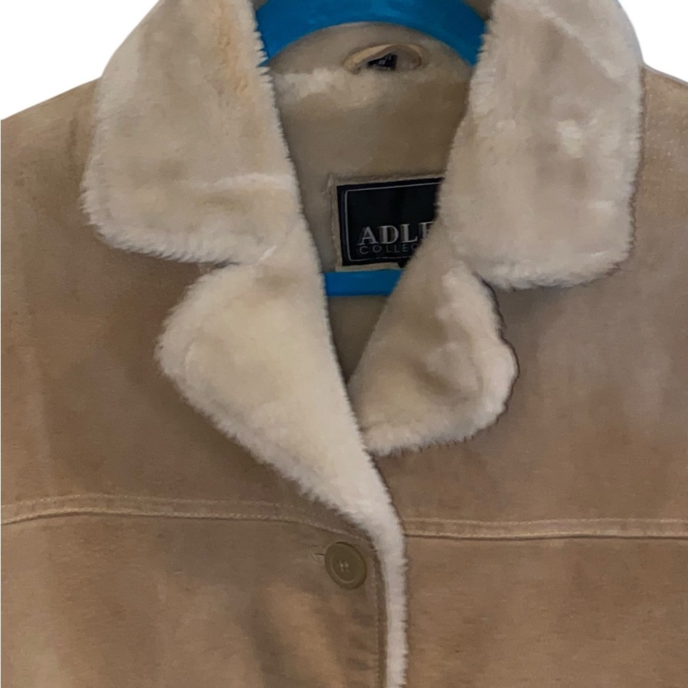Vintage Adler Collection Suede Leather Jacket soft Faux Sherpa Fur lined Fall - Picture 6 of 10